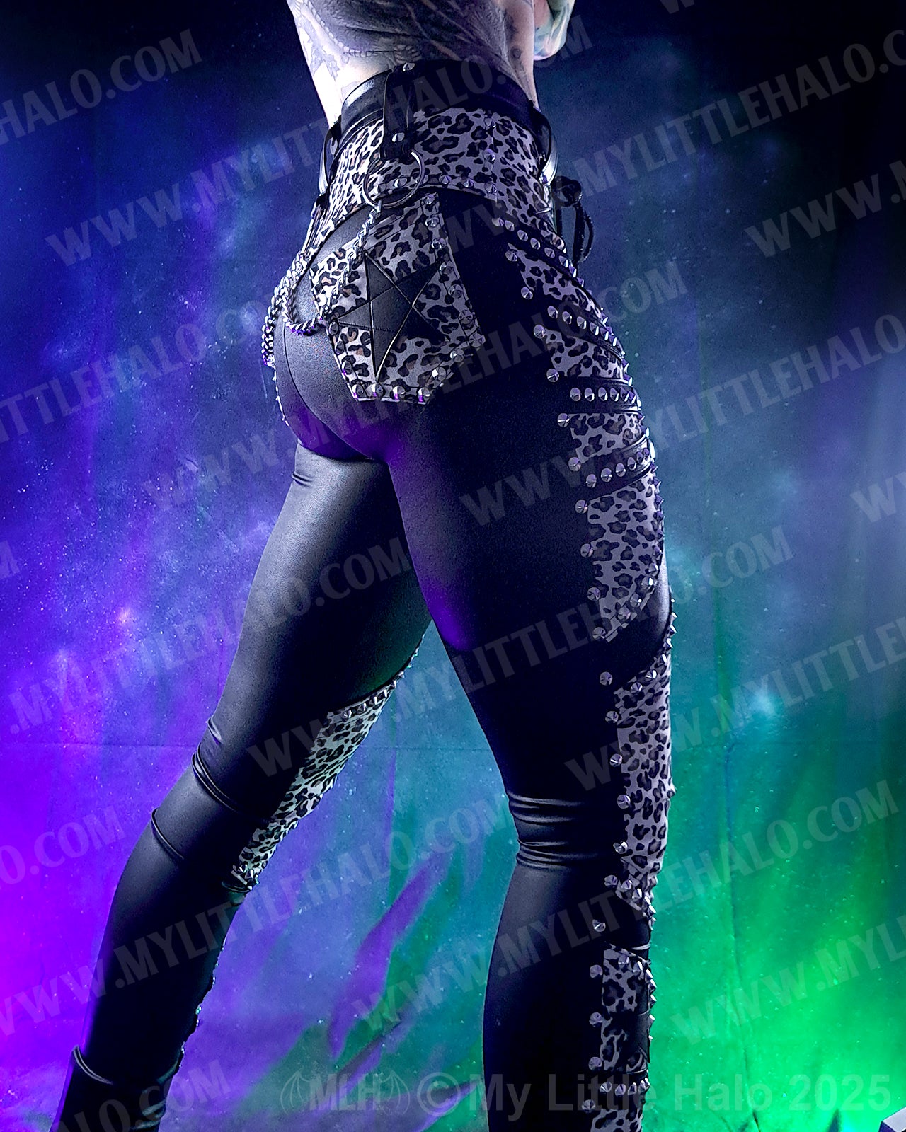 #8 Black & Cheetah Print High Waisted Rivet & Star Pants