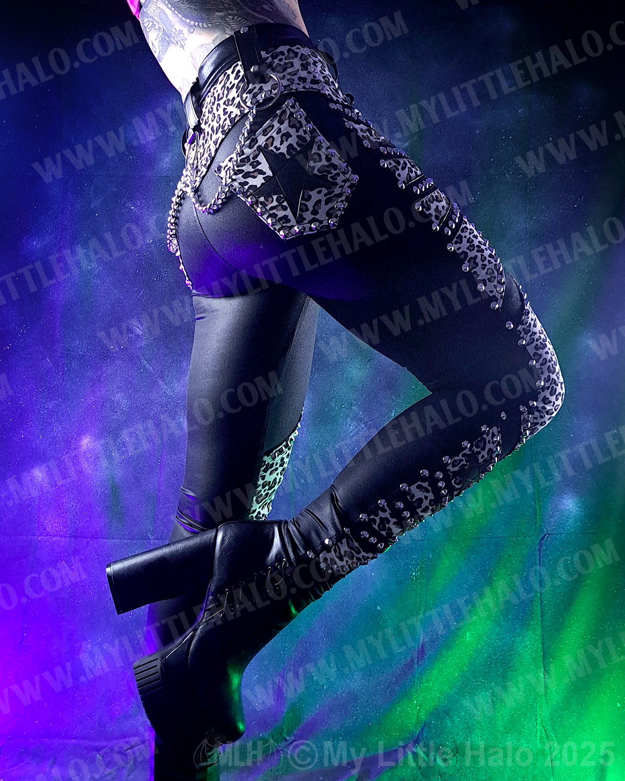 #8 Black & Cheetah Print High Waisted Rivet & Star Pants