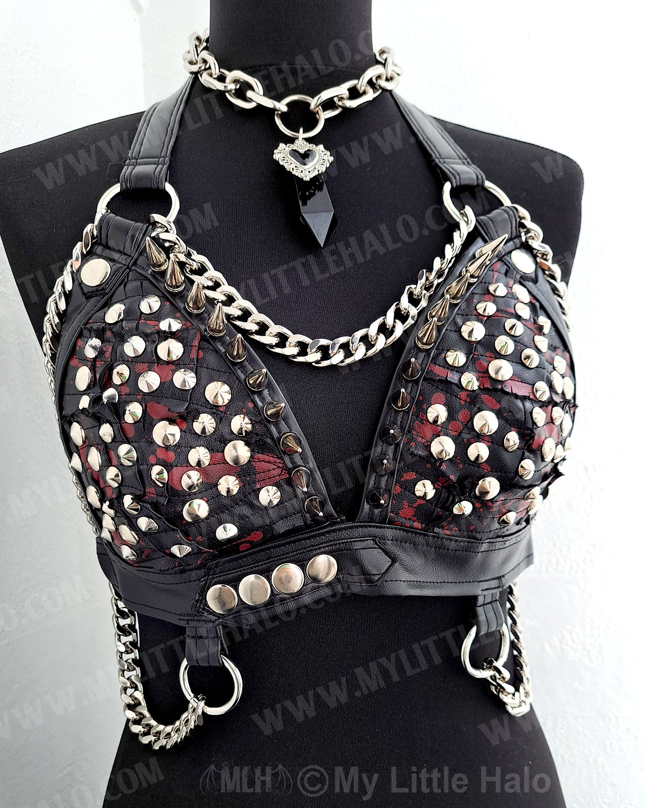 #8 Blood Splatter gothic Spiked Bikini Top