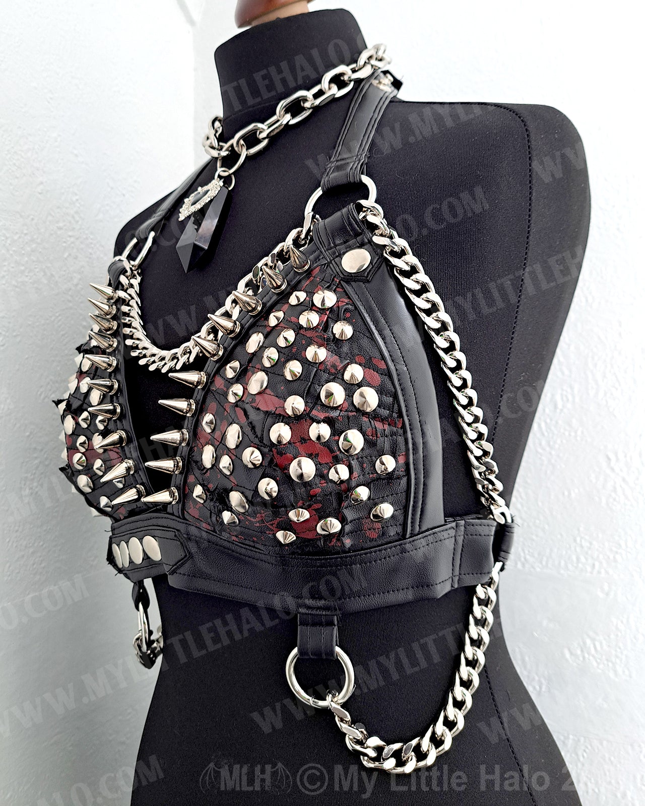 #8 Blood Splatter gothic Spiked Bikini Top