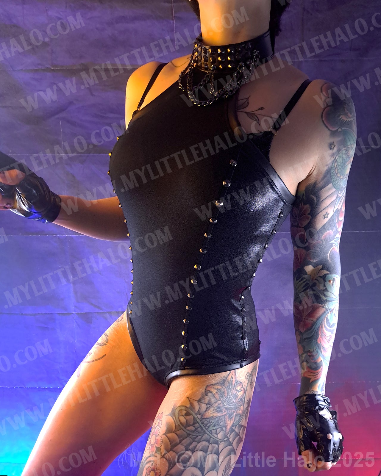 #8 Gunmetal Chain Choker-neck Bodysuit