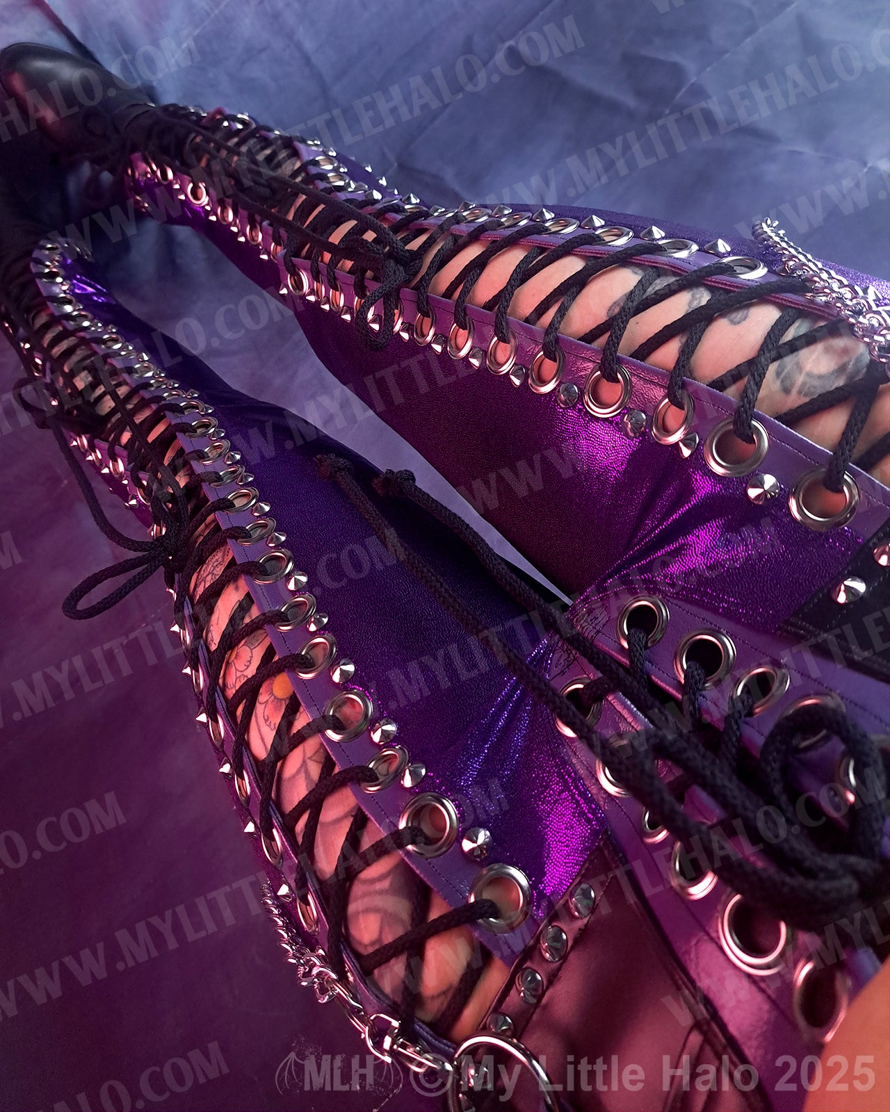 #8 PURPLE FRONT LACE UP SKINNY PANTS (24-12-1-08)