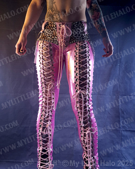 #8 Pink Candy & Cheetah Front Lace up Skinnies (03-25-01-1-08)