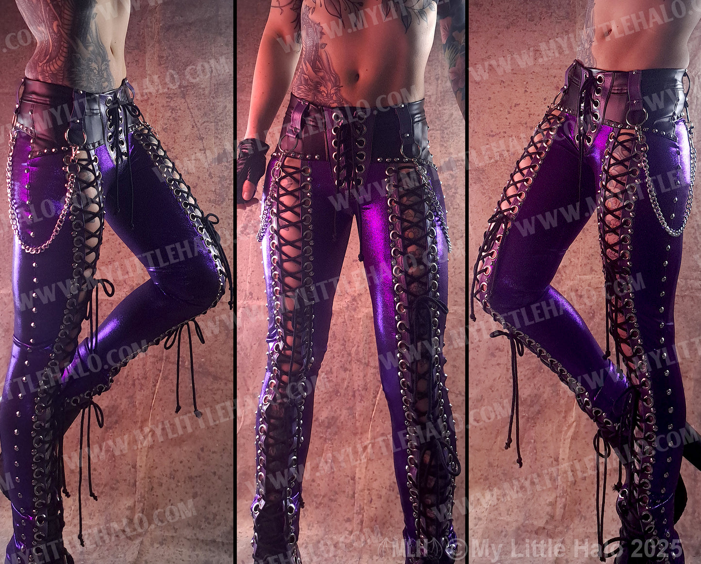#8 PURPLE FRONT LACE UP SKINNY PANTS (24-12-1-08)
