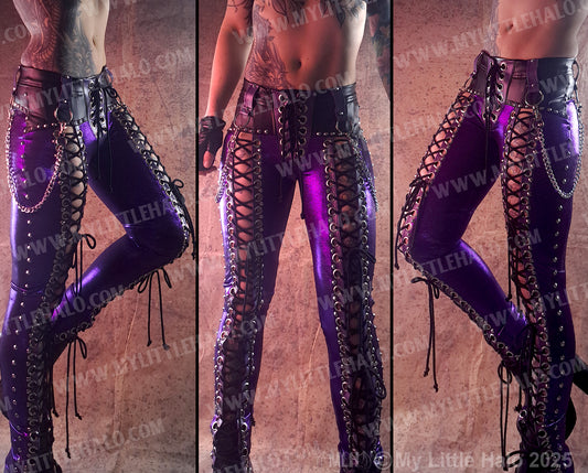 #8 PURPLE FRONT LACE UP SKINNY PANTS (24-12-1-08)