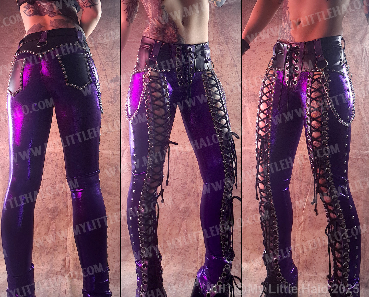 #8 PURPLE FRONT LACE UP SKINNY PANTS (24-12-1-08)