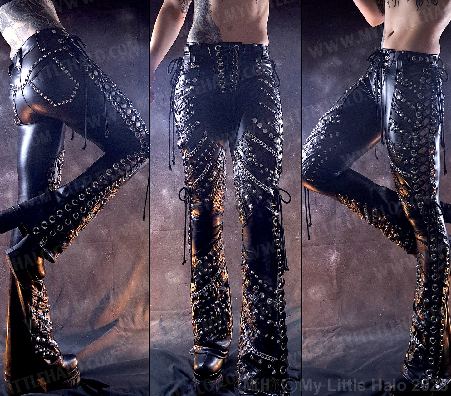 #9 Lace up Heavy Metal Rivet Flares