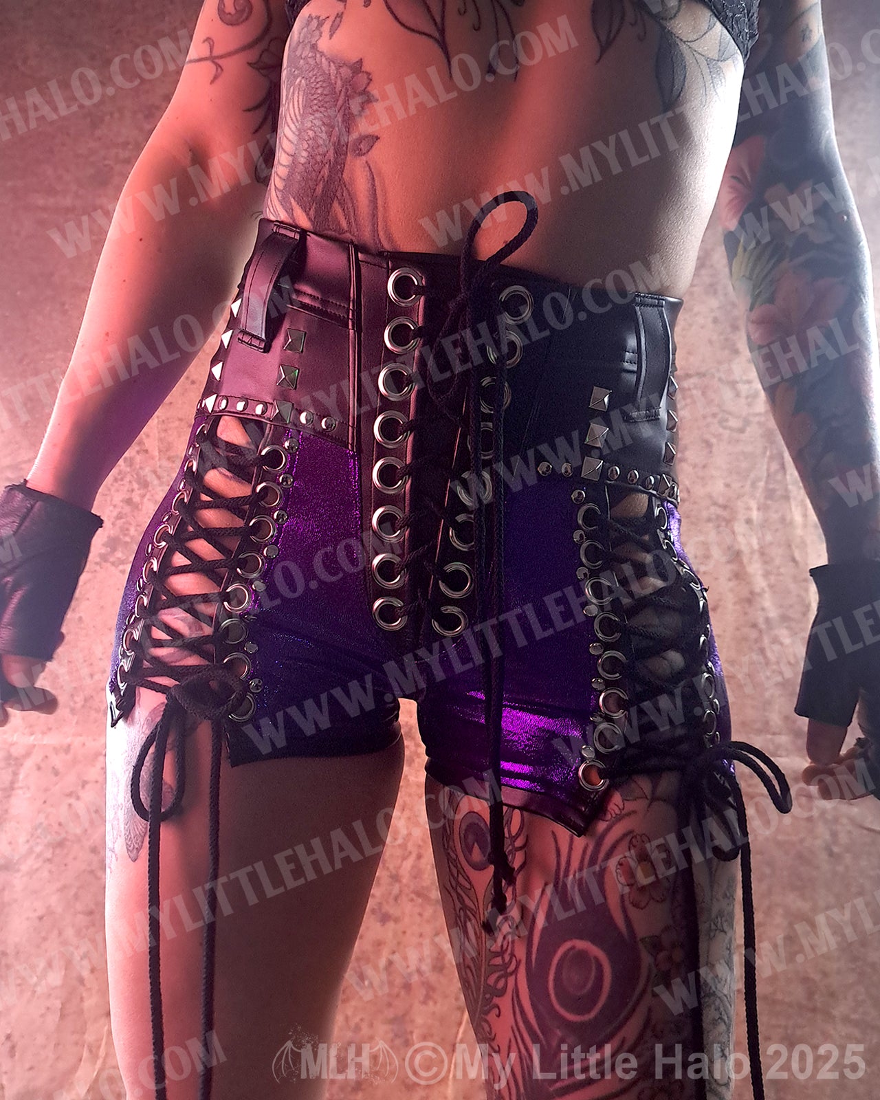 #9 Purple Front Lace up Shorts (24-12-1-09)