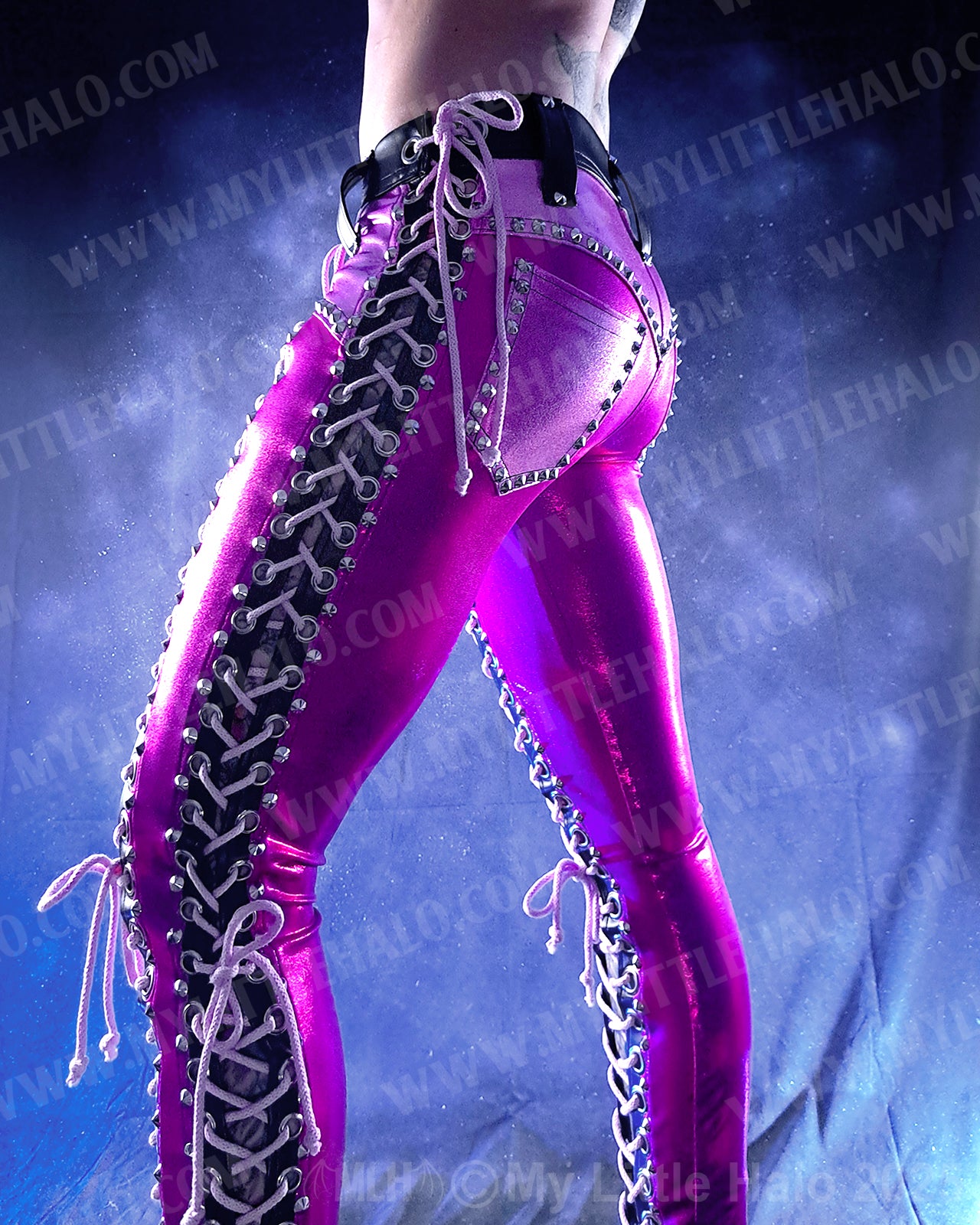 #9 Pink & Black Double Lace up Pants