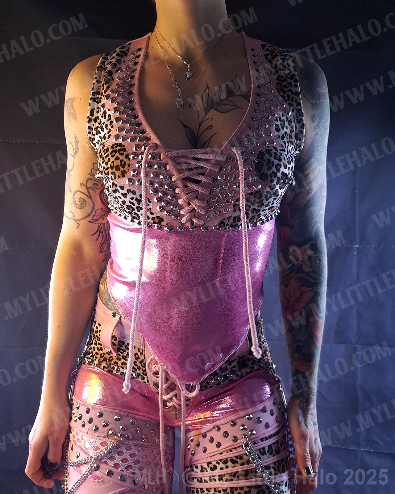 #9 Pink Candy & Cheetah Rivet Vest (04-25-01-1-09)