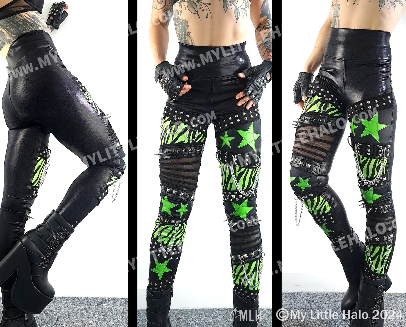 Green Zebra, Star & Spiked Leggings (01-24-01-00-03)