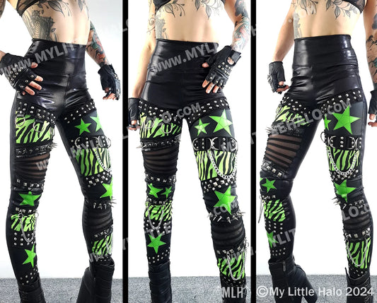 Green Zebra, Star & Spiked Leggings (01-24-01-00-03)