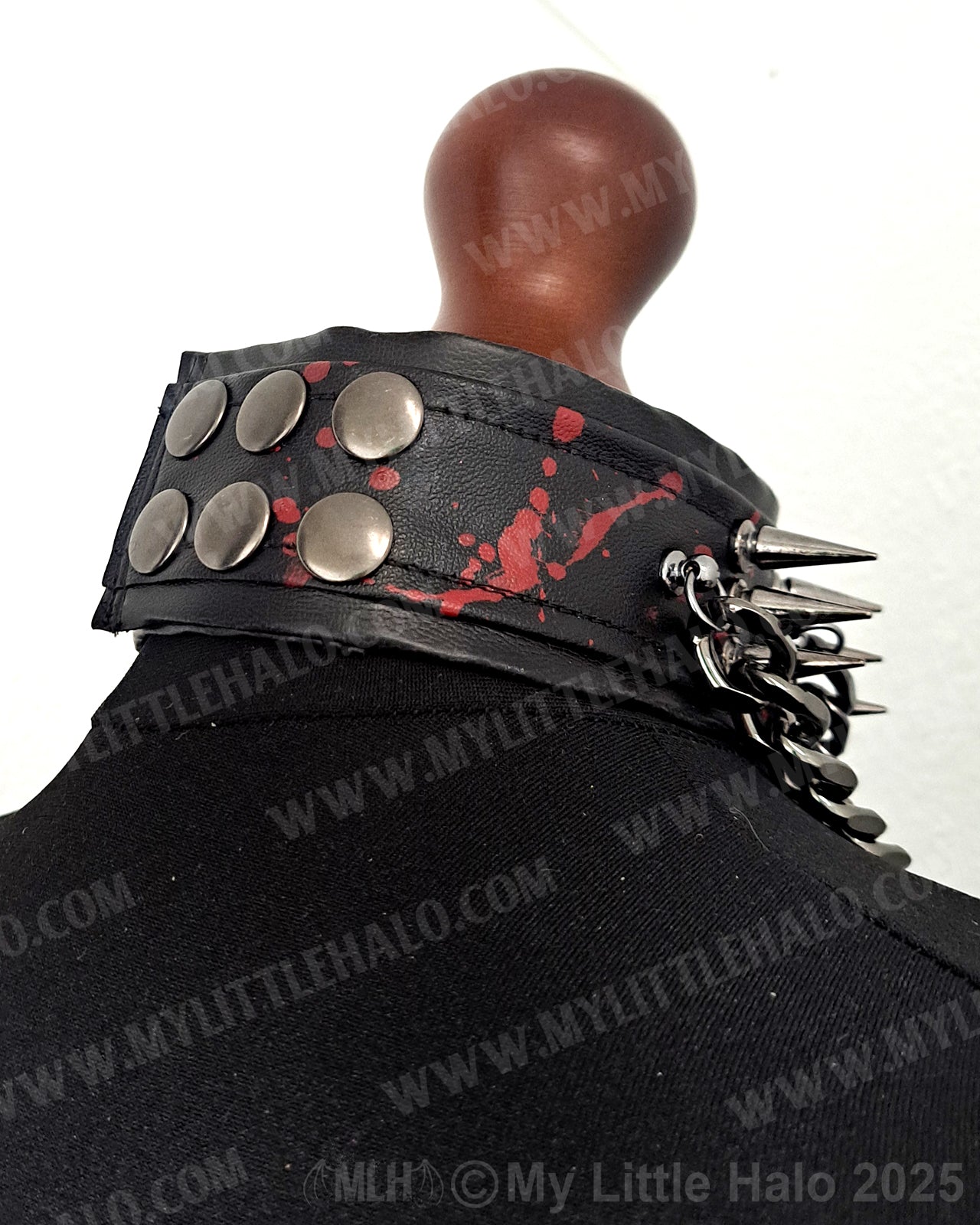 Gunmetal Blood Splatter Spikes & Chains Choker