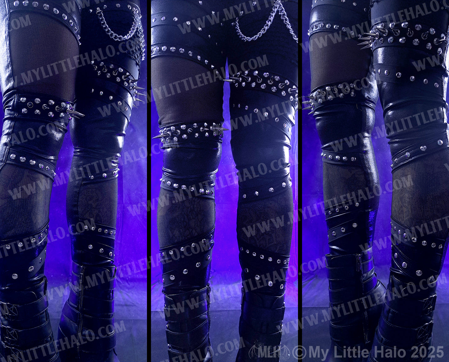 High Waisted Spikes & Mesh Gothic Leggings