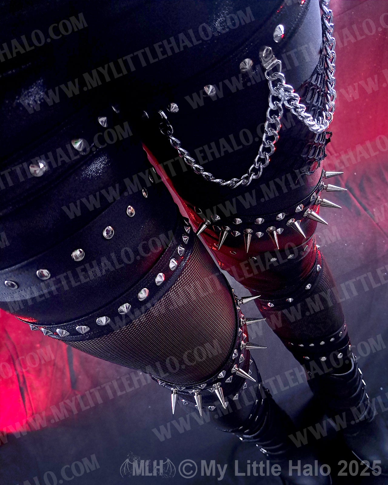 High Waisted Spikes & Mesh Gothic Leggings
