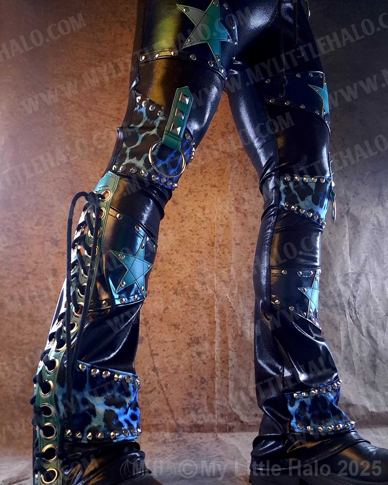Men's Blue Leopard & Star Lace up Bootcuts (03-25-02-3-05)