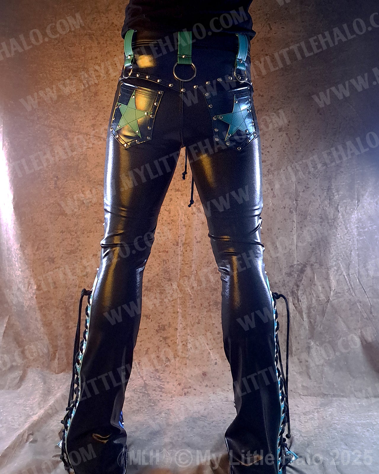 Men's Blue Leopard & Star Lace up Bootcuts (03-25-02-3-05)