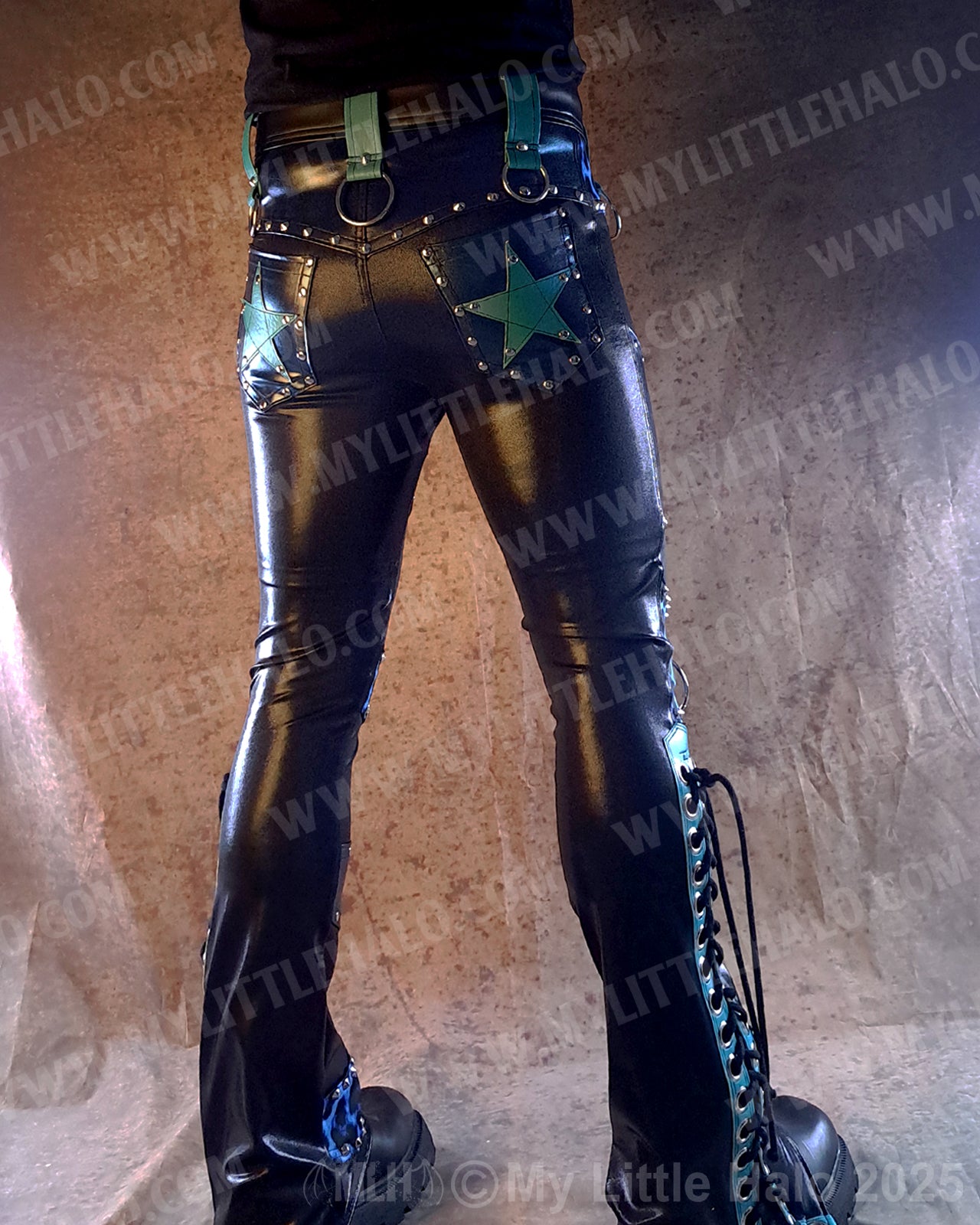 Men's Blue Leopard & Star Lace up Bootcuts (03-25-02-3-05)