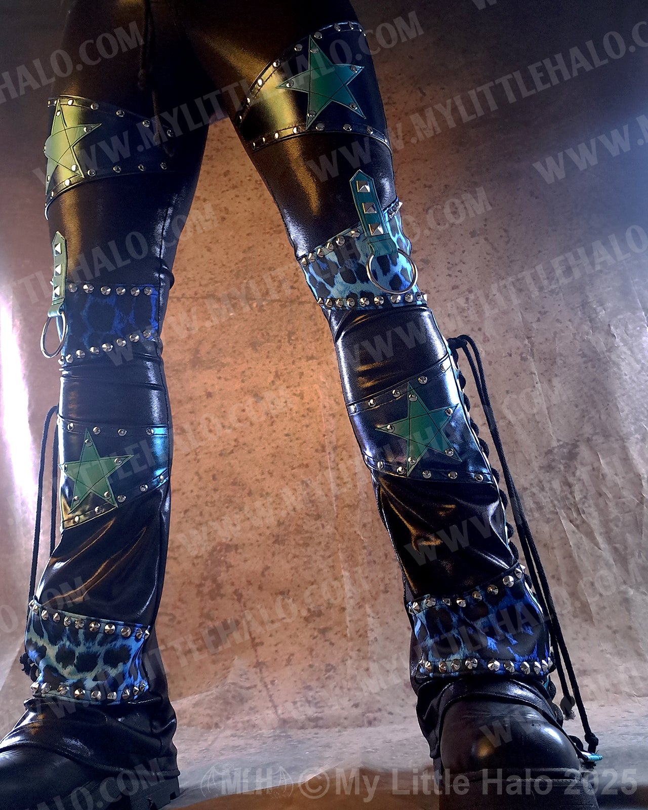 Men's Blue Leopard & Star Lace up Bootcuts (03-25-02-3-05)