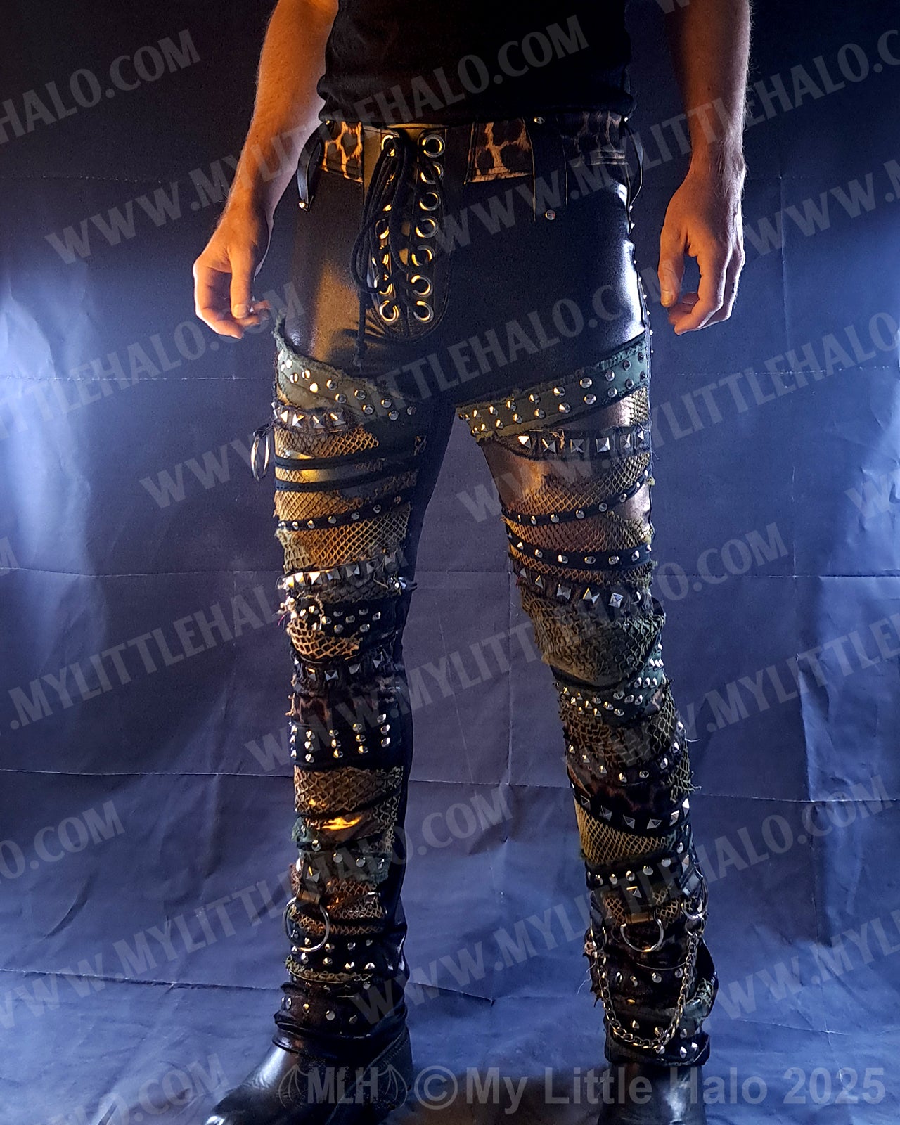 Men's Leopard/Khaki Straight Cut Rivet Pants (03-25-02-3-01)