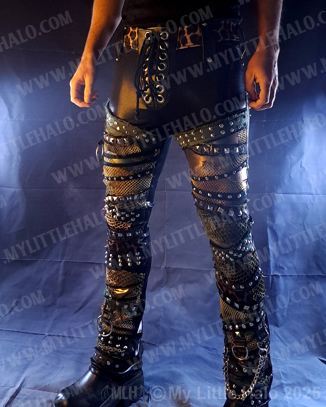 Men's Leopard/Khaki Straight Cut Rivet Pants (03-25-02-3-01)