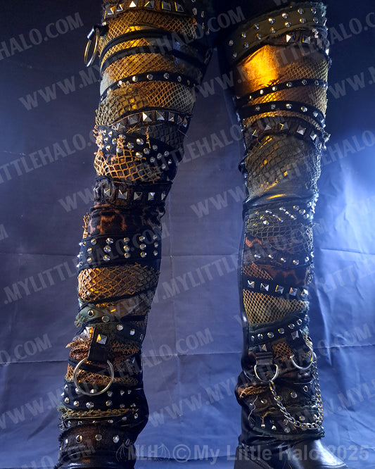Men's Leopard/Khaki Straight Cut Rivet Pants