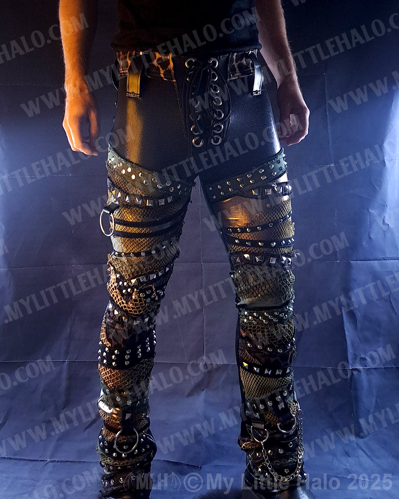 Men's Leopard/Khaki Straight Cut Rivet Pants (03-25-02-3-01)