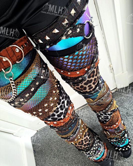 High Waisted Mermaid/Leopard Collage Flares (03-24-01-00-13)