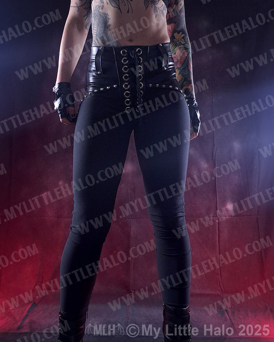 Matte Black High Waisted Skinny Pants