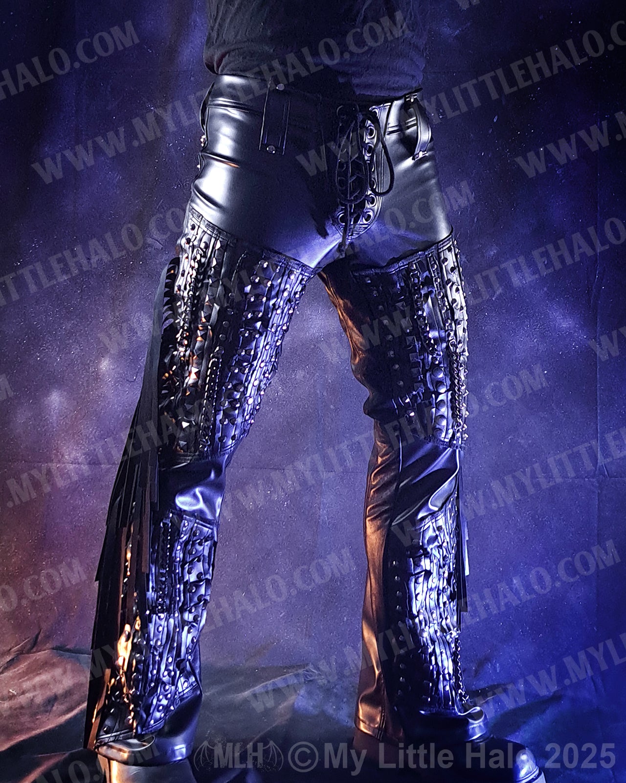 Men’s Boot Cut Studded Heavy Metal Pants