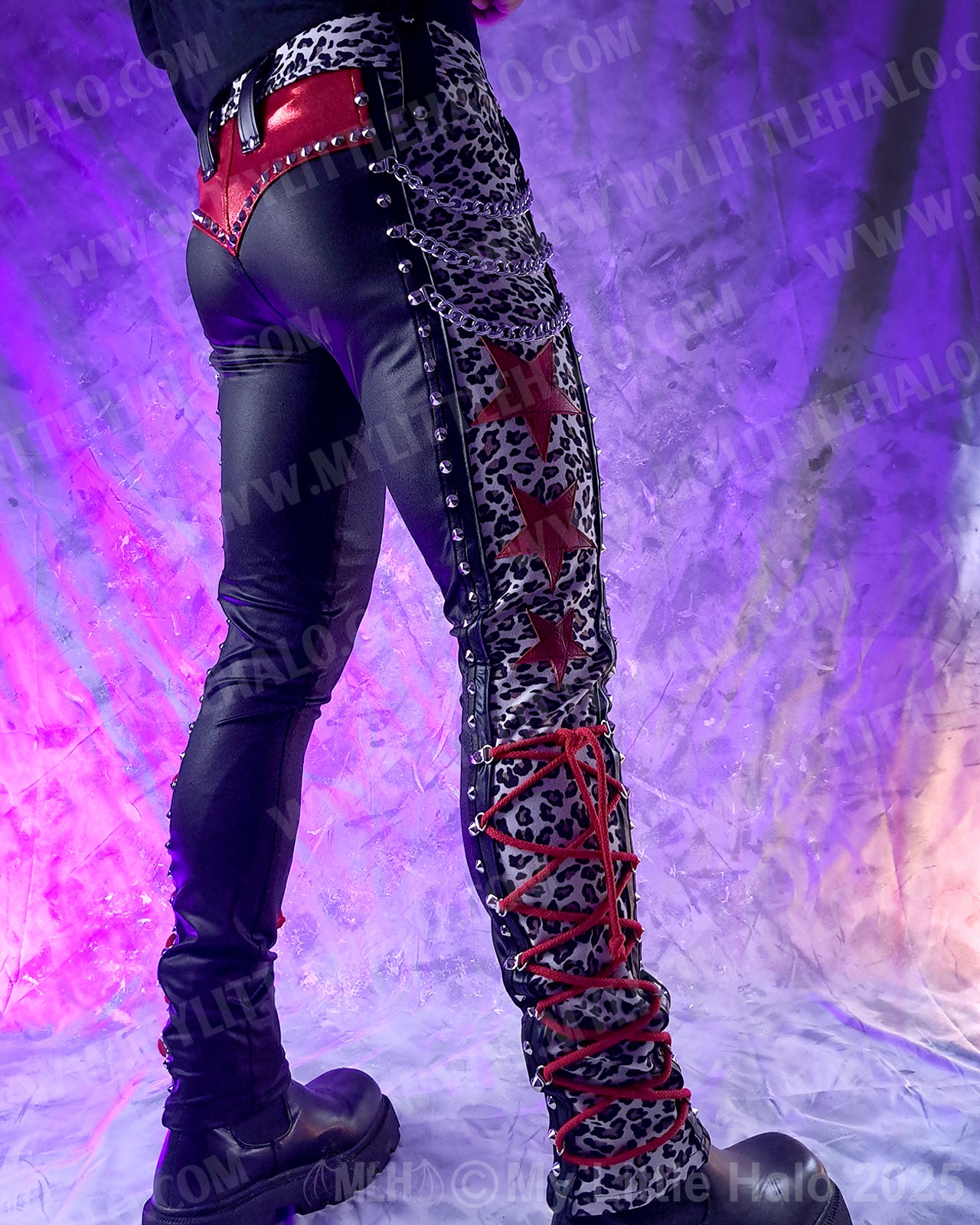 Men’s Cheetah Print, Star & Chains Glam Pants
