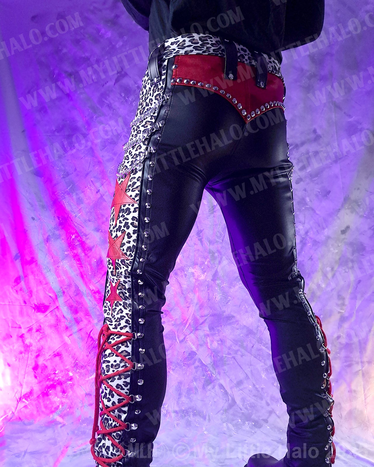 Men’s Cheetah Print, Star & Chains Glam Pants