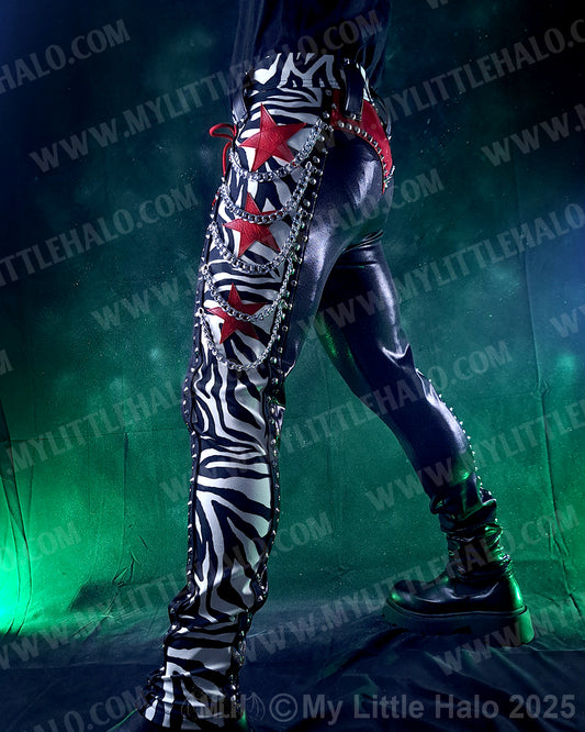 Men’s Zebra Print, Star & Chains Skinny Pants