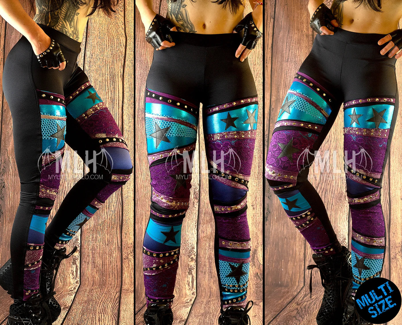 Purple/Turquoise Star Leggings (03-24-01-00-10)