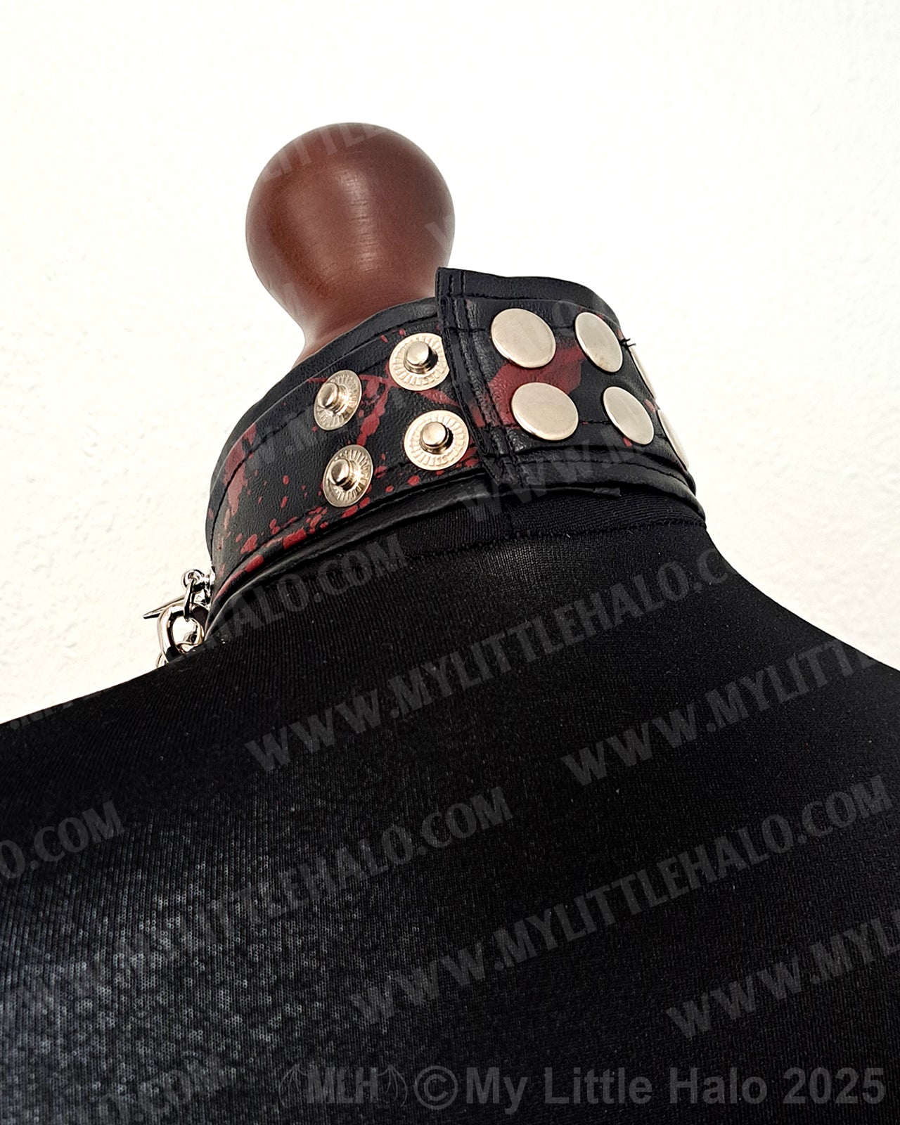 Silver Blood Splatter Spikes & Chains Choker