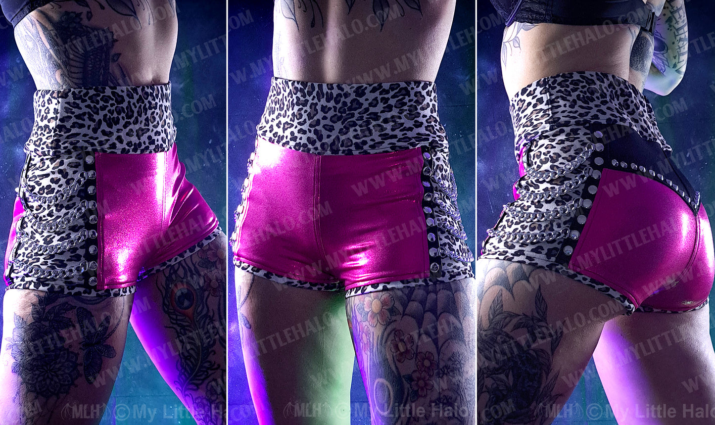 #15 Pink & Cheetah Chain Shorts