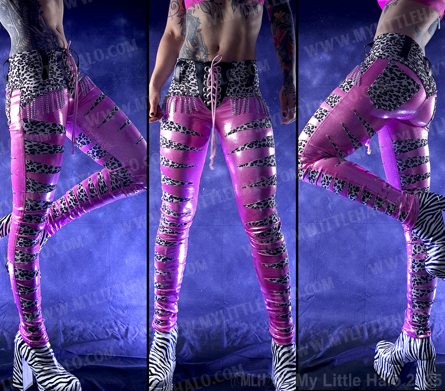 #3 Baby Pink & Cheetah Stripe Skinny Pants