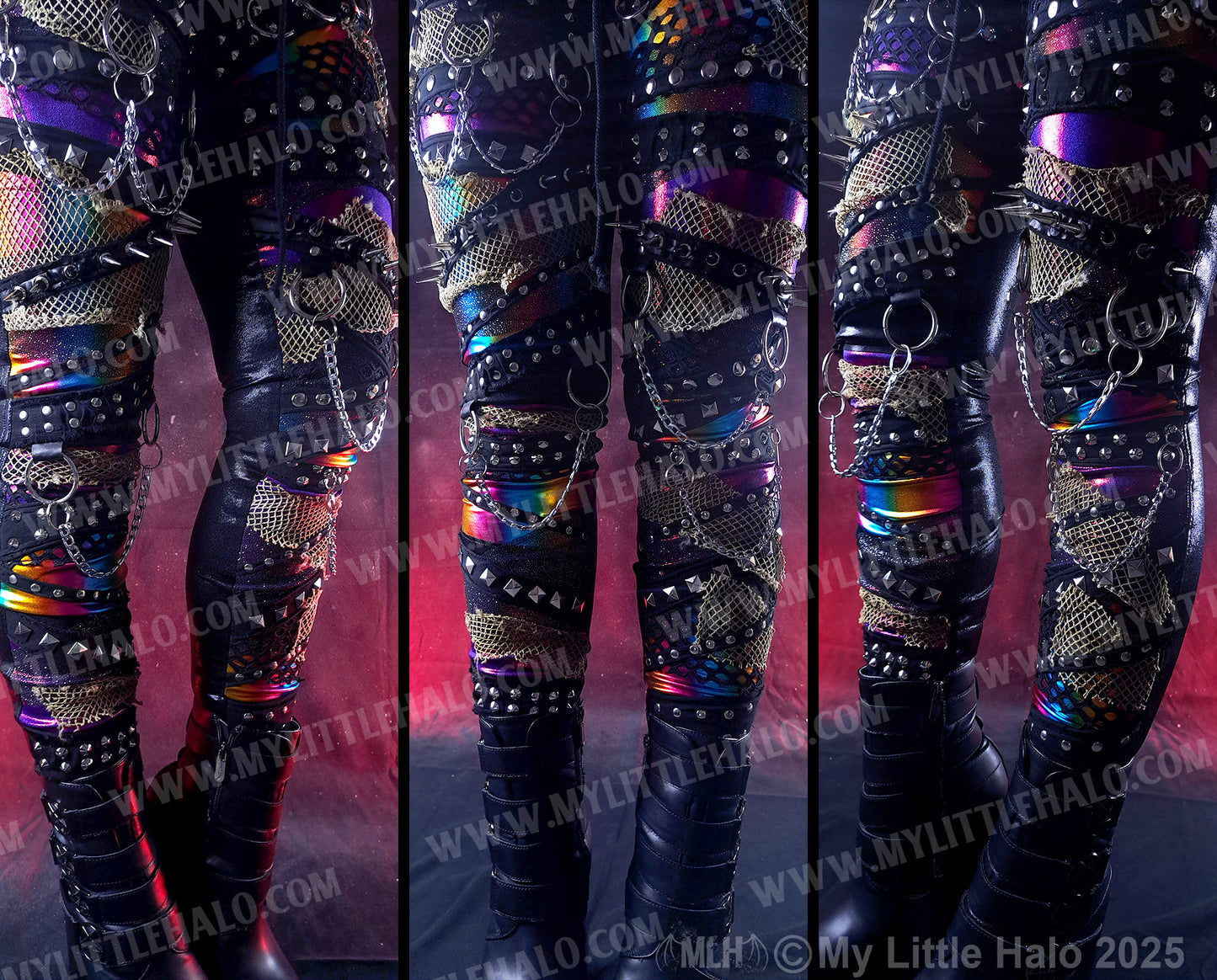 #6 Claret/Rainbow Spiked Skinnies (01-24-01-00-16)