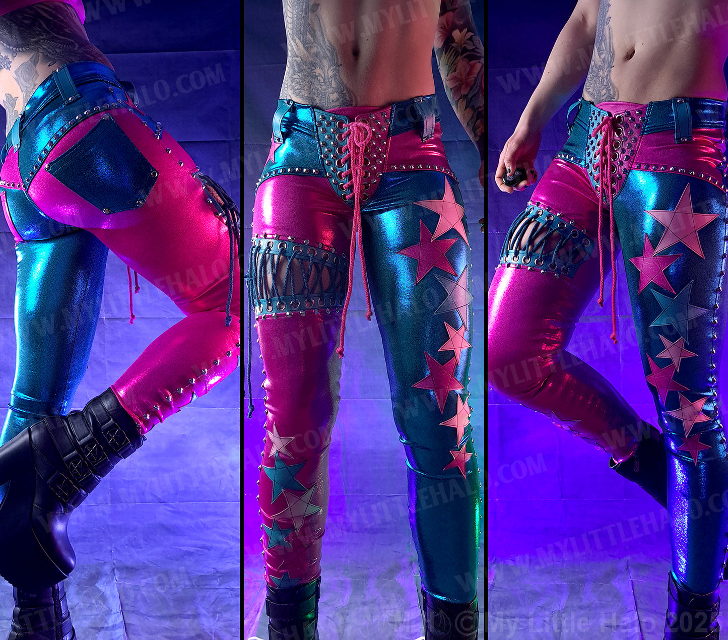 #4 Pink & Turquoise Star & Glam Rock Skinny Pants