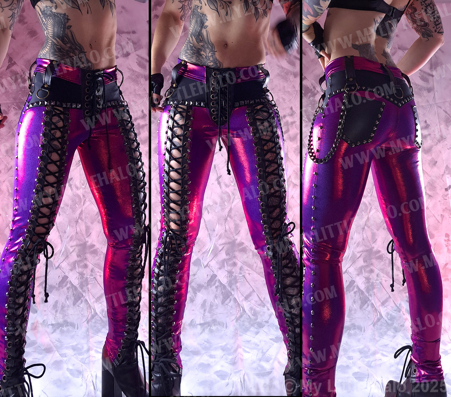 #11 Claret, Gun & Copper Front Lace up Pants (Size Medium/Large)