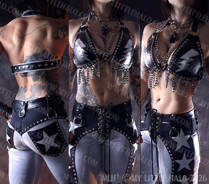Black & Silver Lightning & Chains Bikini Top #10