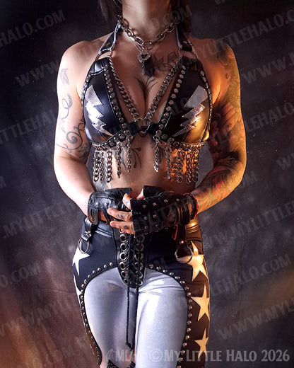 Black & Silver Lightning & Chains Bikini Top #10