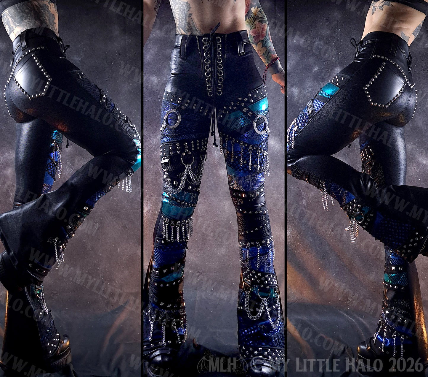 Black, Turquoise & Blue Spider Web Flares #10