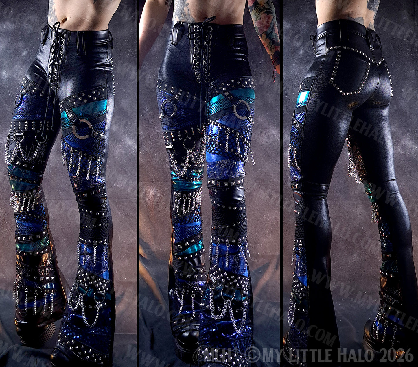 Black, Turquoise & Blue Spider Web Flares #10