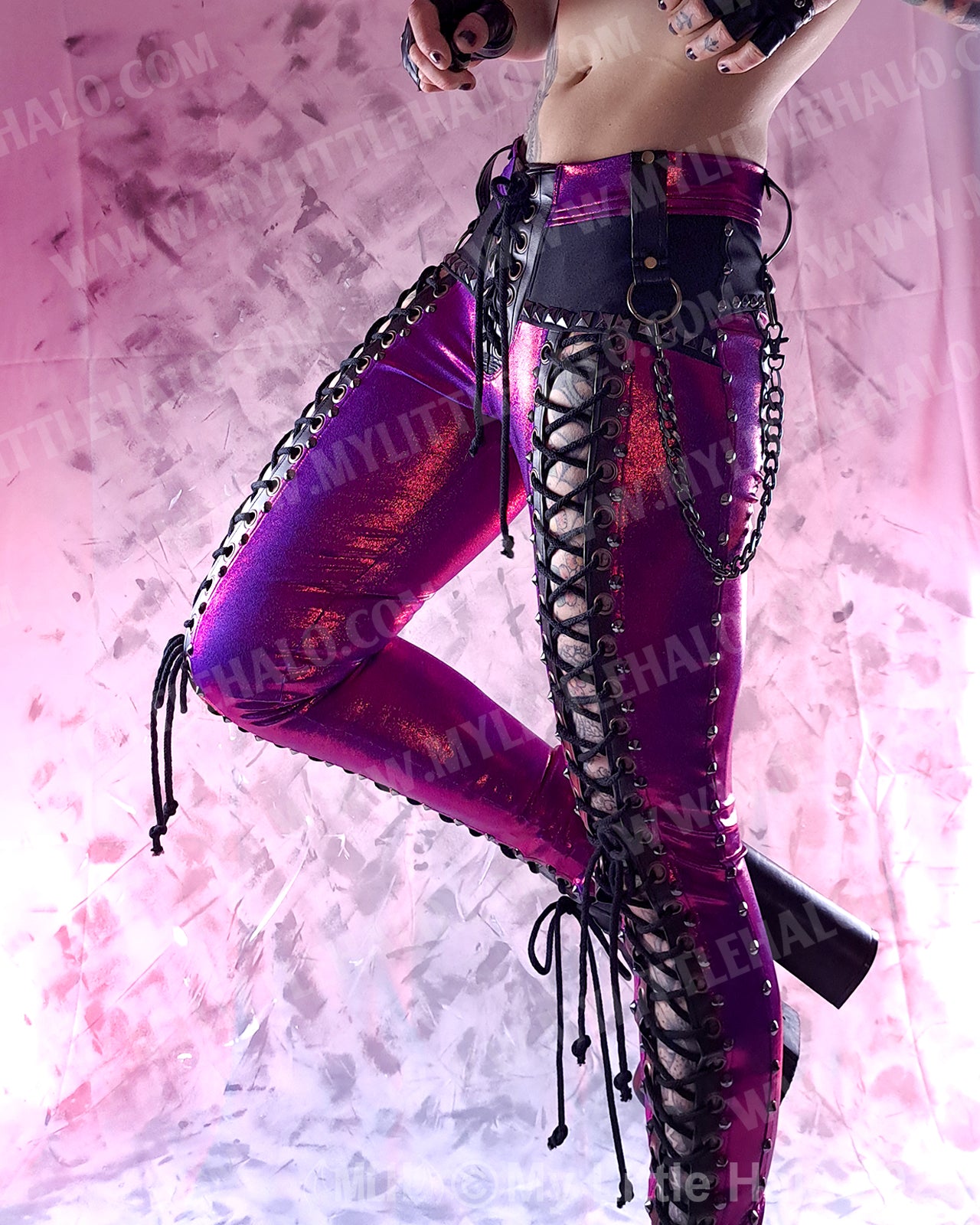 #10 Claret, Gun & Copper Front Lace up Pants (Size Small)