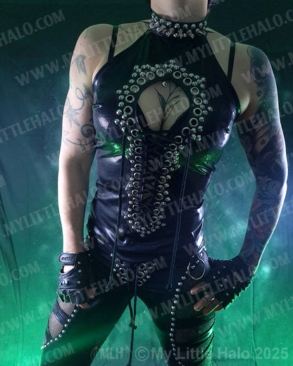 #10 Spiked Peephole Choker Neck Top