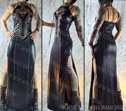 Black Split Sides Gothic Maxi Dress #11