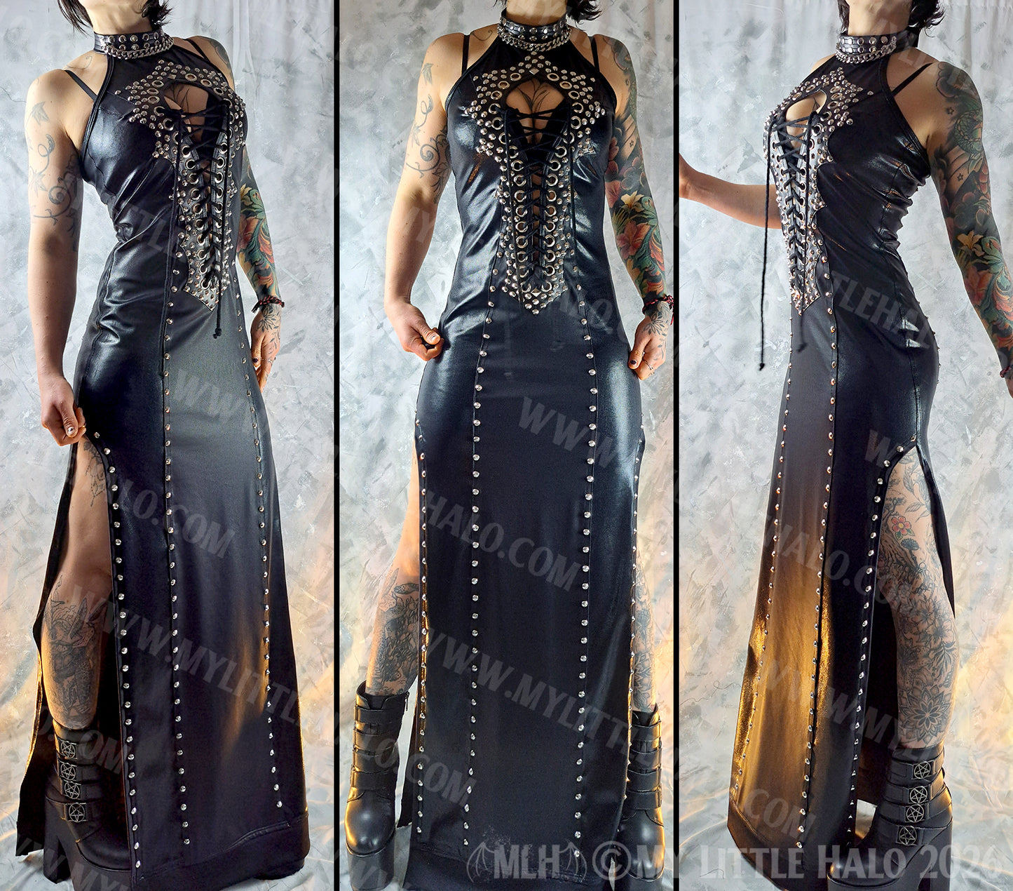 Black Split Sides Gothic Maxi Dress #11