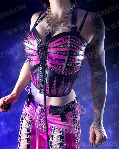 #11 Pink & Black Spikes & Rivets Bustier