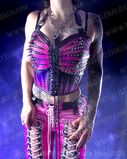 #11 Pink & Black Spikes & Rivets Bustier